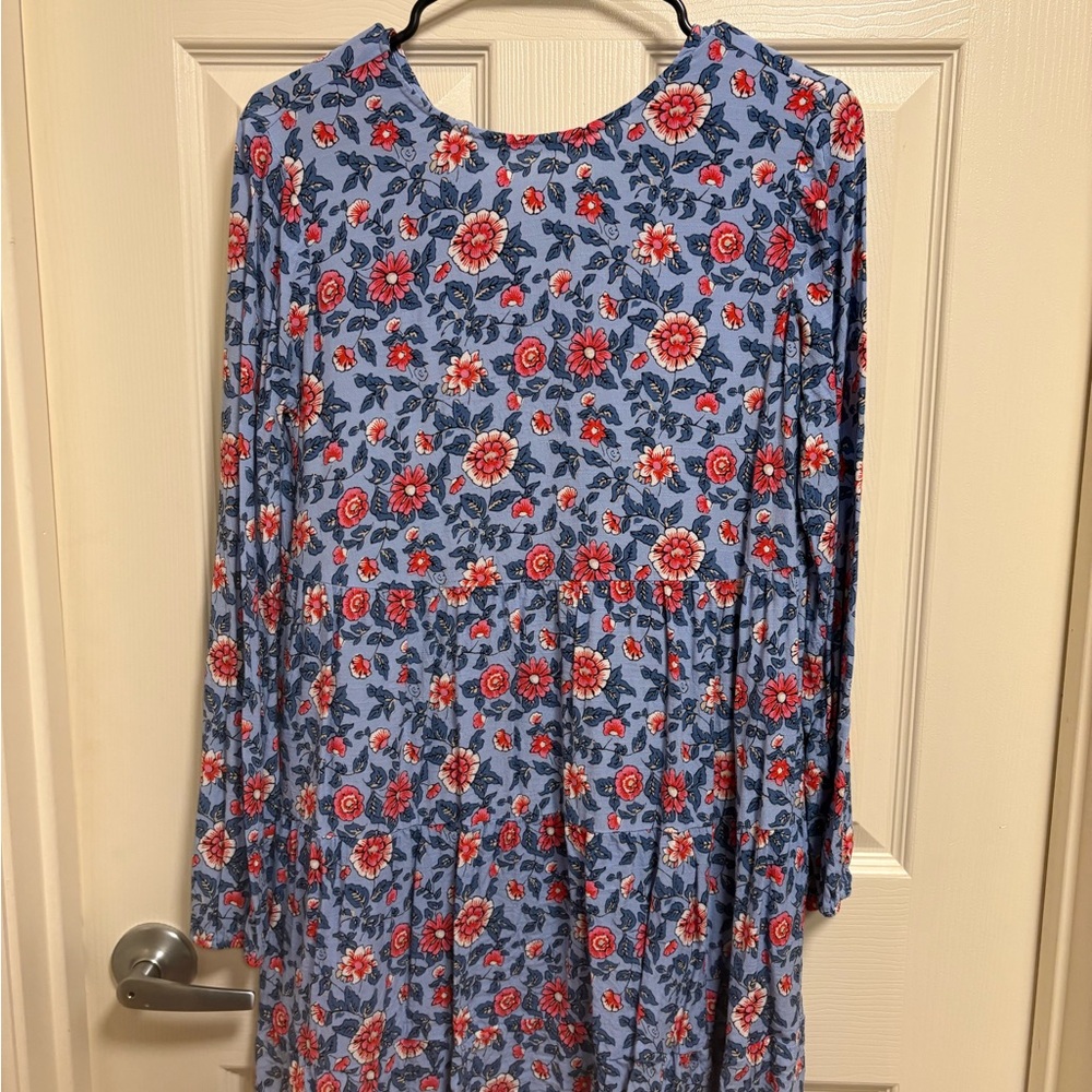LOFT Floral Dress with Blue and Pink Accents
